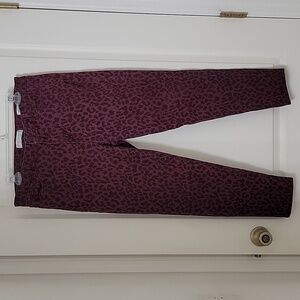 Social Standard by Sanctuary Ankle Skinny, Size 14, Burgundy & Black Leopard